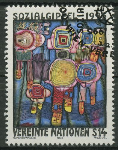 UNO Wien 1995 Soziale Entwicklung Gemälde F.Hundertwasser 179 gestempelt