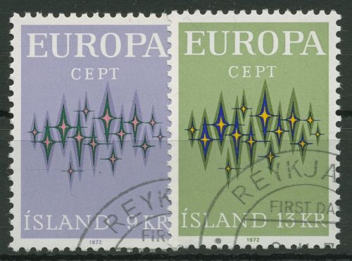 Island 1972 Europa CEPT Sterne 461/62 gestempelt