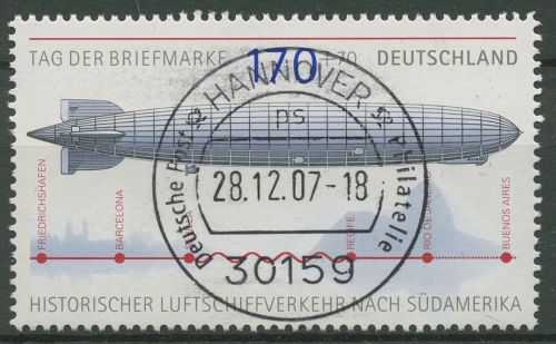 Bund 2007 Tag der Briefmarke Zeppelin Blockeinzelmarke 2589 gestempelt