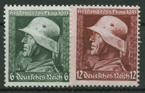 Deutsches Reich 1935 Heldengedenktag waag. Gummiriffelung 569/70 y postfrisch