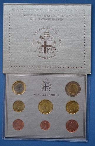 Vatikan KMS 2003 original Kursmünzensatz im Folder, Stempelglanz (m1366)