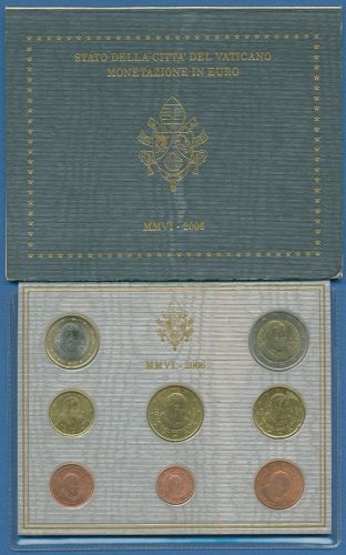 Vatikan KMS 2006 original Kursmünzensatz im Folder, Stempelglanz (m1467)