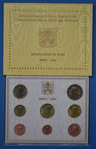 Vatikan KMS 2009 original Kursmünzensatz im Folder, Stempelglanz (m1361)
