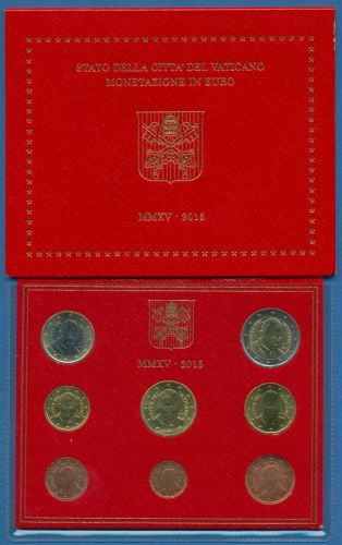 Vatikan KMS 2015 original Kursmünzensatz im Folder, Stempelglanz (m1680)
