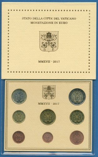 Vatikan KMS 2017 original Kursmünzensatz im Folder, Stempelglanz (m1678)