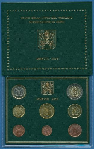 Vatikan KMS 2018 original Kursmünzensatz im Folder, Stempelglanz (m1679)