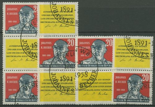 DDR 1959 Johannes Robert Becher 732 ZD alle Kombinationen gestempelt (SG31137)