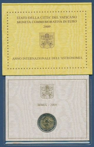 Vatikan 2 Euro 2009 Int. Jahr der Astronomie, im original Folder, st (m1430)