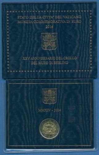 Vatikan 2 Euro 2014 Fall der Berliner Mauer, im original Folder, st (m1434)