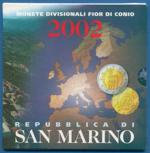 San Marino KMS 2002 original Kursmünzensatz im Folder, st (m6355)
