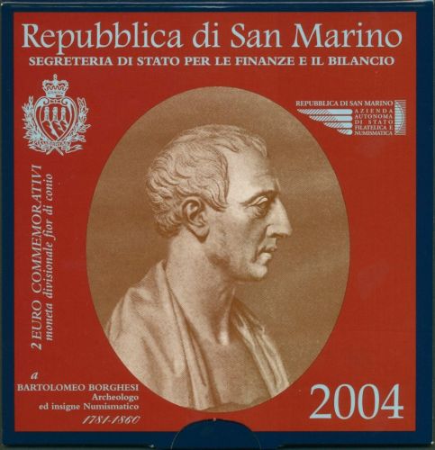 San Marino 2 Euro 2004 Bartolomeo Borghesi, im original Folder, st (m1437)