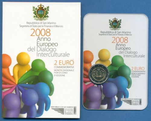 San Marino 2 Euro 2008 Interkultureller Dialog, im original Folder, st (m1442)