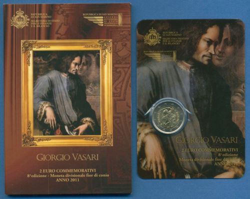 San Marino 2 Euro 2011 Giorgio Vasari, im original Folder, st (m1445)