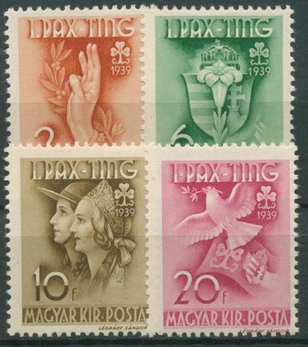 Ungarn 1939 Pfadfinder Friedenstreffen 612/15 mit Falz