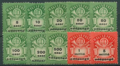 Ungarn 1946 Freimarken Wappen mit Posthorn 933/42 postfrisch