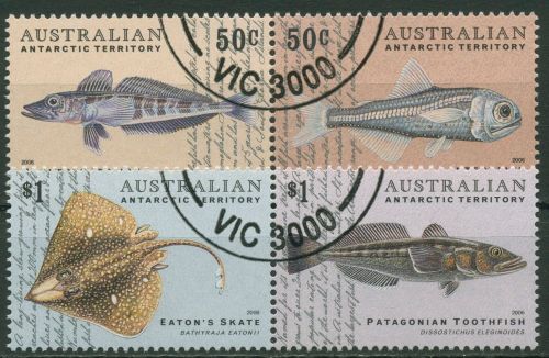 Austral. Antarktis 2006 Fische Seehecht Rochen 165/68 ZD gestempelt