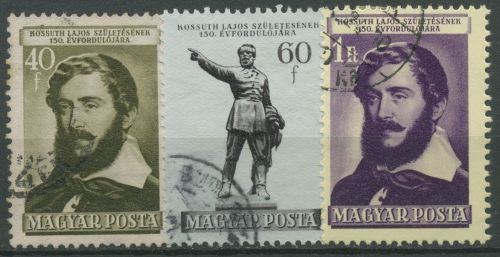 Ungarn 1952 150. Geburtstag von Lajos Kossuth 1265/67 gestempelt