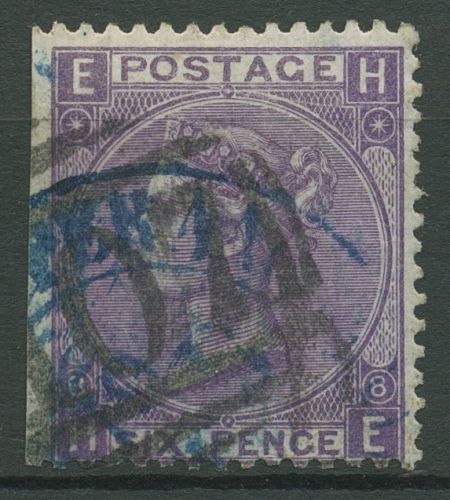 Großbritannien 1867 Königin Victoria 6 Pence, 30 Platte 8 gestempelt, kl. Fehler