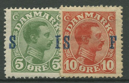 Dänemark 1917 Militärpostmarken König mit Aufdruck S F, M 1/2 mit Falz