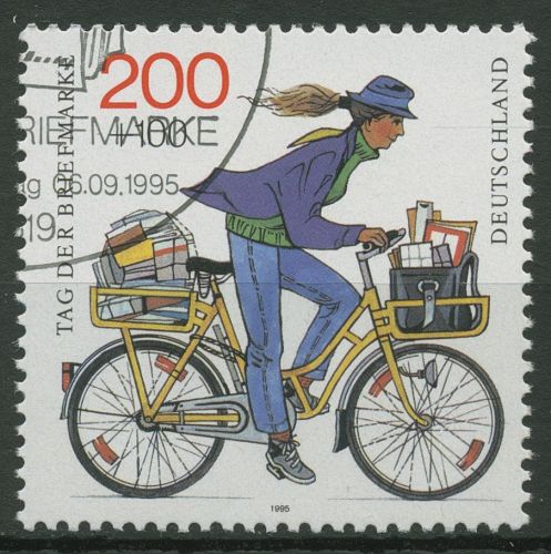 Bund 1995 Tag der Briefmarke Postbotin mit Fahrrad 1814 gestempelt