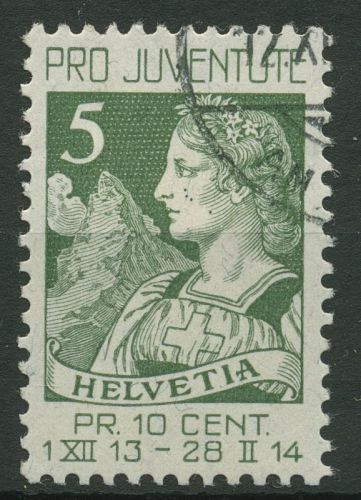 Schweiz 1913 Pro Juventute, Helvetia, Matterhorn 117 gestempelt