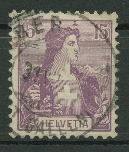 Schweiz 1907 Freimarke Helvetia 100 gestempelt