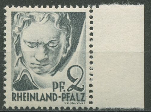 Französische Zone: Rheinland-Pfalz 1947 Beethoven Type II, 1 y v II postfrisch