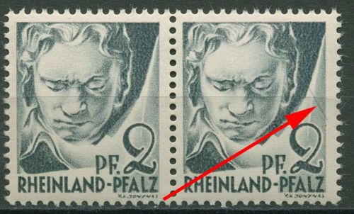 Französische Zone: Rheinland-Pfalz 1947 mit Plattenfehler 1 yv PF III postfrisch