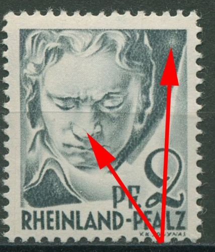 Französische Zone: Rheinland-Pfalz 1947 mit Plattenfehler 1 yv PF I postfrisch