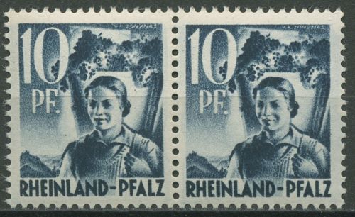 Französische Zone: Rheinland-Pfalz 1947 Typenpaar 3 yv II+I postfrisch