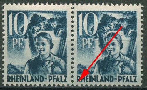 Franz. Zone: Rheinland-Pfalz 1947 mit Plattenfehler 3 yv PF I postfrisch
