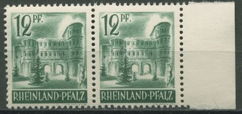 Franz. Zone: Rheinland-Pfalz 1947 Porta Nigra Typenpaar 4 y v I + II postfrisch