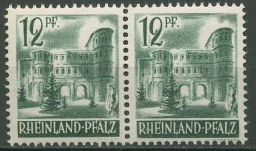 Franz. Zone: Rheinland-Pfalz 1947 Porta Nigra Typenpaar 4 y v II + I postfrisch