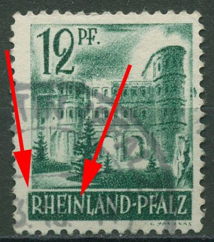 Französische Zone: Rheinland-Pfalz 1947 Plattenfehler 4 yv I PF III gestempelt