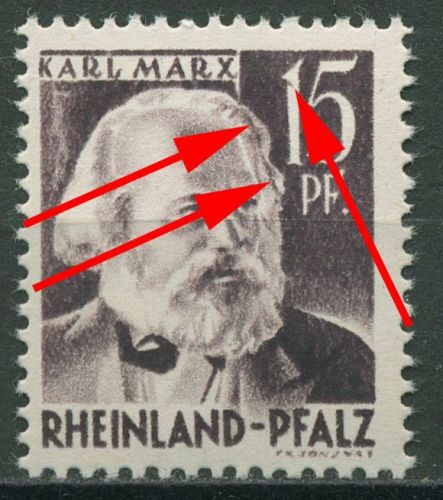 Französische Zone Rheinland-Pfalz 1947 Plattenfehler 5 y v PF I postfrisch