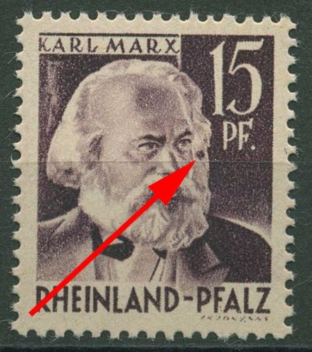 Französische Zone Rheinland-Pfalz 1947 Plattenfehler 5 v v I PF VIII postfrisch