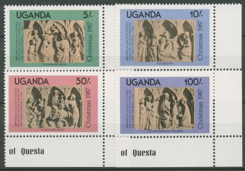 Uganda 1987 Weihnachten frz. Diptychon des 13. Jh. 564/67 postfrisch