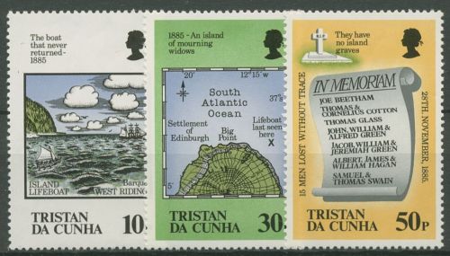 Tristan da Cunha 1985 100 Jahre Bootsunglück vor der Insel 394/96 postfrisch
