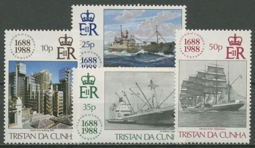 Tristan da Cunha 1988 300 J. Lloyd's Segelschiff Frachter 452/55 postfrisch