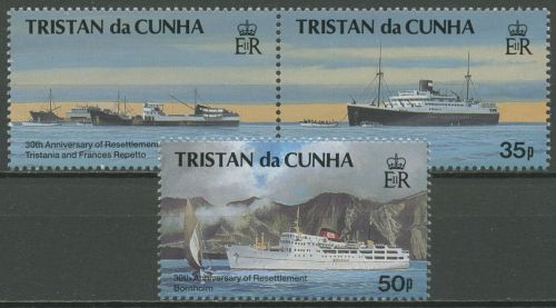 Tristan da Cunha 1993 30 Jahre Wiederansiedlung Schiffe 541/43 postfrisch