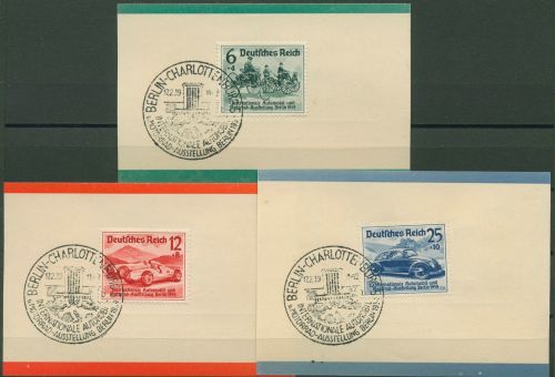 Dt. Reich 1939 Int. Automobilausstellung 686/88 mit Sonderstempel, Briefstücke
