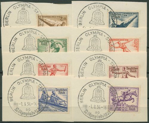 Dt. Reich 1936 Olympische Sommerspiele 609/16 Sonderstempel Briefstücke