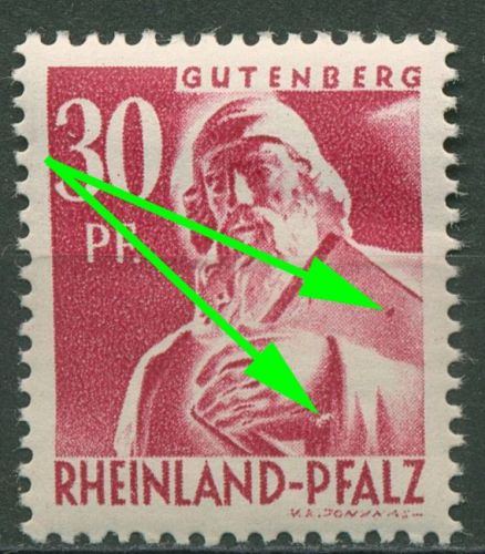 Französische Zone Rheinland-Pfalz 1947 Plattenfehler 9 yv PF I postfrisch