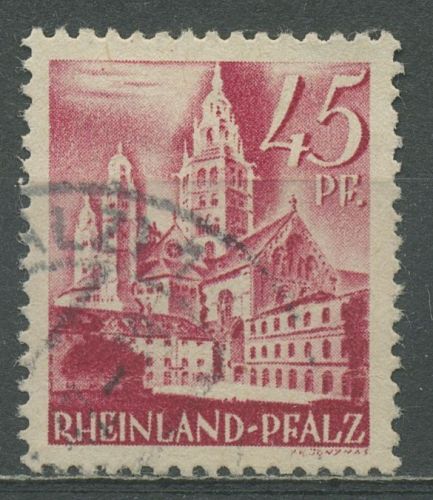 Französische Zone: Rheinland-Pfalz 1947 Mainzer Dom Type I, 10 v v I gestempelt