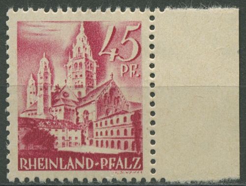 Franz. Zone: Rheinland-Pfalz 1947 Dom Type I grobk. Gummi, 10 vw I postfrisch
