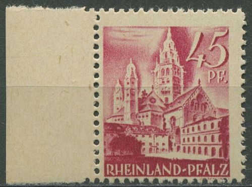 Franz. Zone: Rheinland-Pfalz 1947 Dom Type II grobk. Gummi, 10 vw II postfrisch