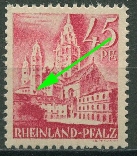 Französische Zone Rheinland-Pfalz 1947 Plattenfehler 10 v v PF II postfrisch