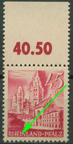 Französische Zone Rheinland-Pfalz 1947 Plattenfehler 10 vw PF IV postfrisch