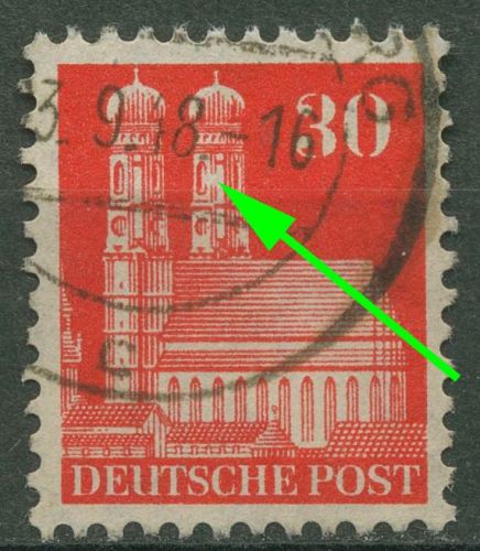 Bizone 1948 Bauten enge Zähnung mit Plattenfehler 88 XF PF I gestempelt