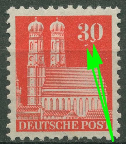 Bizone 1948 Bauten enge Zähnung mit Plattenfehler 88 XB PF III mit Falz